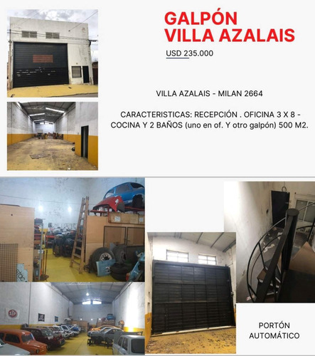 Venta Galpón (villa Azalais-córdoba) 500 M2