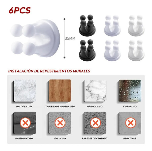 6 Soportes De Silicona Para Ganchos De Cepillos De Dientes