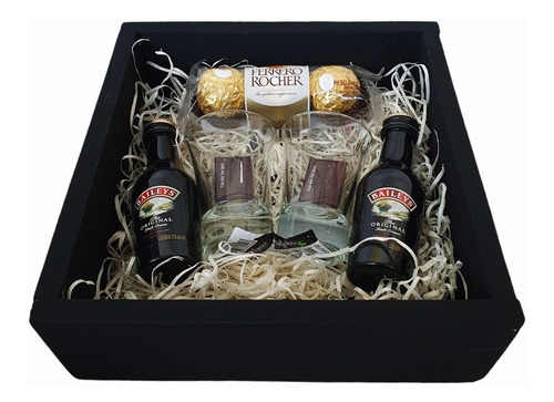 Regalos Originales Kit 2 Baileys 50ml + Chocolates + 2 Vasos