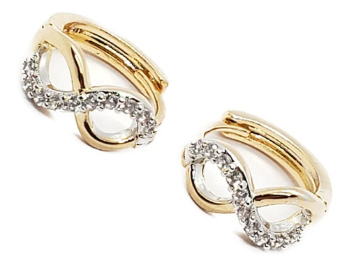 Aretes Infinito Hugies Arracadas Oro Rosa Laminado+estuche