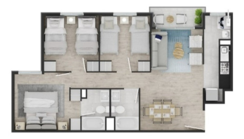 Dpto 3 Dorm 2 Baños Con Estacionamiento Y G.comunes Incluido