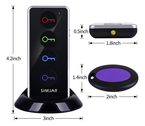 Localizador de objetos Simjar Localizador de Objetos color negro 4 unidades