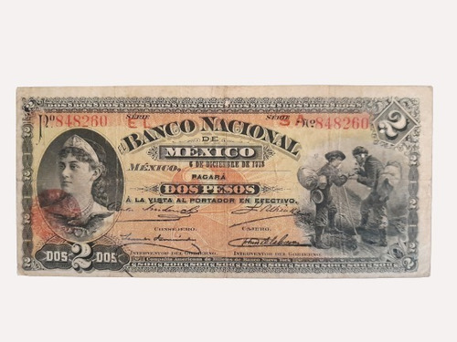 Billete Antiguo 2 Pesos De 1913 Pick S256