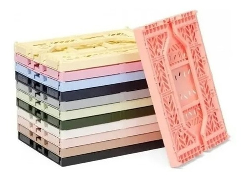Imagen 2 de 3 de Canasto Organizador Mediano Plegable Apilable Color Pastel