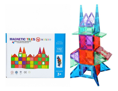 Bloques Para Armar Magnéticos De Construcción En Caja Mixio 112 Piezas