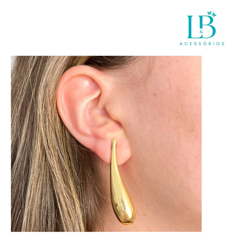 Conjunto Luxo: Gargantilha E Brinco Dourado L&b 40cm