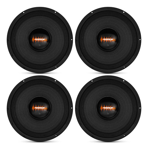 Kit 4 Woofers Magnum 12 Pol 350w Rms Bobina Simples 4 Ohms Cor Preto