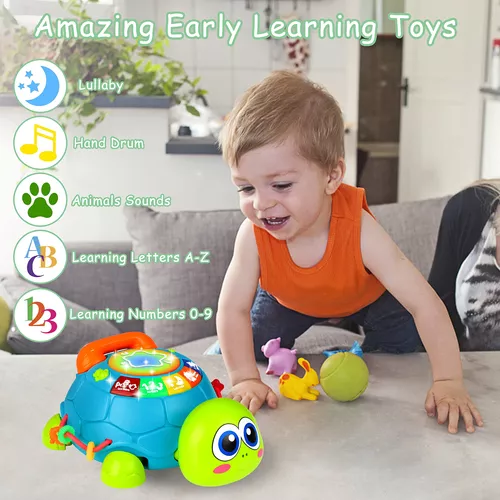  Juguetes para bebés de 6 a 12 meses, tortuga musical gateando  juguetes para bebés de 12 a 18 meses, juguete educativo de aprendizaje  temprano con luz y sonido, juguete de cumpleaños