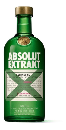 Imagen 1 de 5 de Absolut Extrakt Vodka De Suecia Con Cardamomo Botella 750ml 