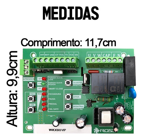 Central Placa Comando Eletrônico Basculante Wkx90 Vip Rossi Cor Verde