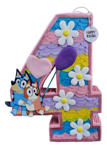 Piñata Premium 70 Cm Número A Elegir (1 Al 9) Personalizada Bluey Y Bingo