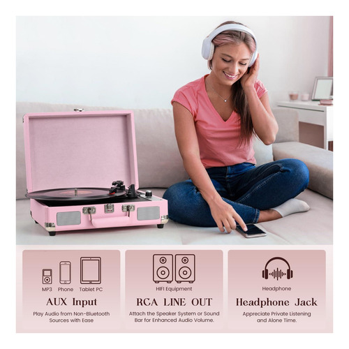 Reproductor De Discos De Vinilo Hododou Playcase Portátil Lp