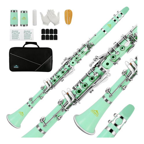 Eastrock Clarinete Bb Flat 17 Nickel Keys Green Clarinete Pa