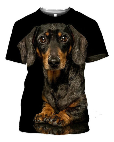Camiseta Con Estampado De Perro Salchicha En 3d