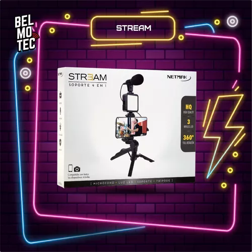 Kit Streaming Blog Trípode Luz Led Iluminador Micrófono