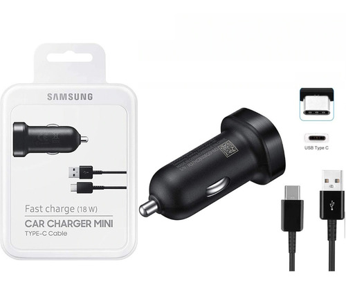 Cargador Samsung Carga Rapida 18w Para Carro + Cable Tipo C