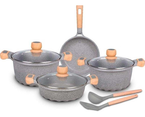 Set De Ollas De Granito, Roca Volcánica100% Ecológico 9pcs 