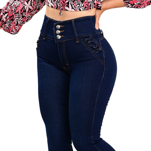 Pantalon Mezclilla De Dama Corte Colombiano Itzi Jeans E535