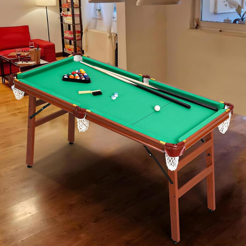 Mesa De Billar Plegable Portátil 140 Centímetros Verde
