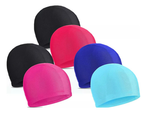 6 Gorros De Natación De Tela Impermeables Para Nadar+tapones