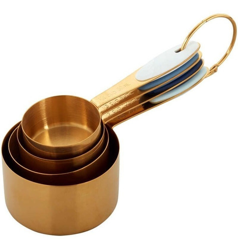 Imagen 2 de 8 de Set De Tazas Medidoras Metalicas Doradas Wilton Titanweb