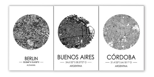 Cuadro Tríptico Mapas Nórdicos Varios Modelos 48x99 (1)