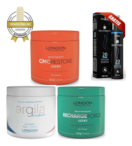 Kit Cronograma Capilar London Argila, Cmc E Recharge 500gr