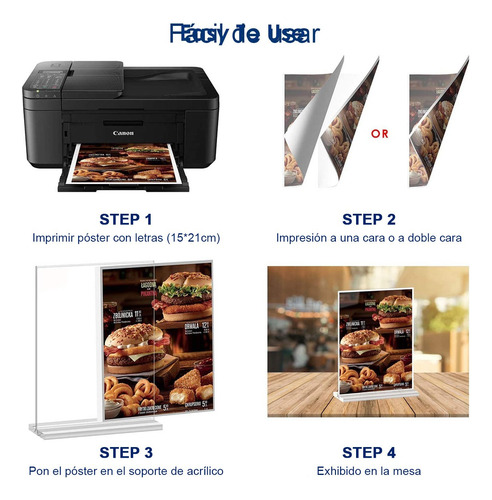 2 Pack Porta Acrílica Menú Tamaño Carta 21 X 15 X 4.5 Cm Transparente