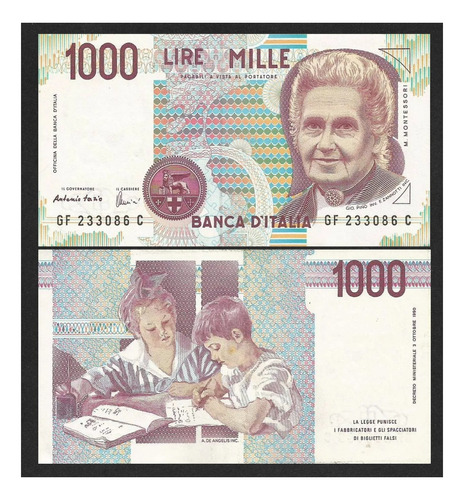 Grr-billete De Italia 1000 Liras 1990 - Maria Montessori
