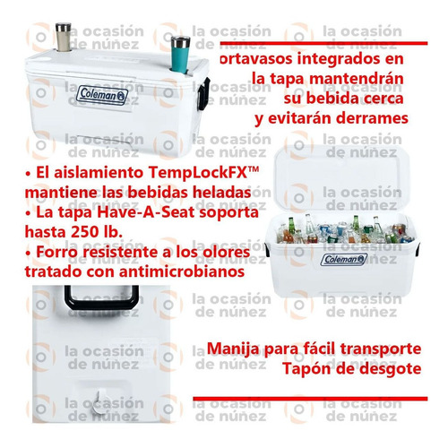 Imagen 3 de 7 de Conservadora Coleman 120qt Marine Heladera Termica Camping