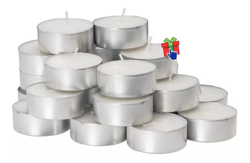 Pack 50 Velas Velitas De Noche 14grs 4hs Con Chapitas 1,5cm