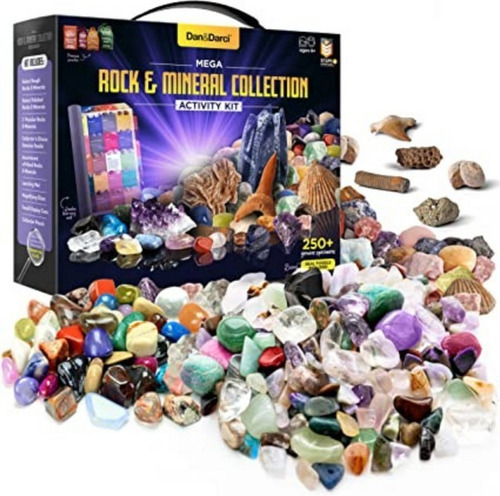 Mega Kit De Coleccion Más De 250 Rocas, Minerales Y Fósiles