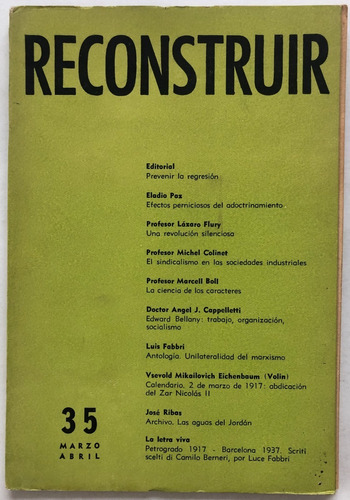 Revista Reconstruir N° 35 Literaria Marzo 1965