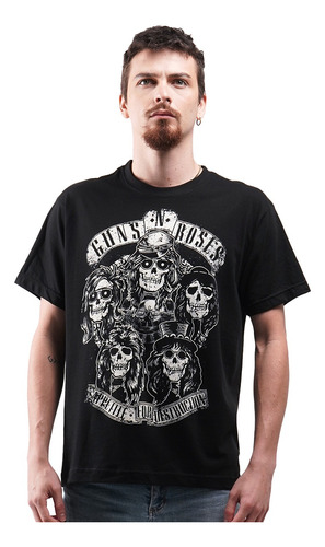 Camiseta Guns And Roses Skulls For Destruction Rock Activity