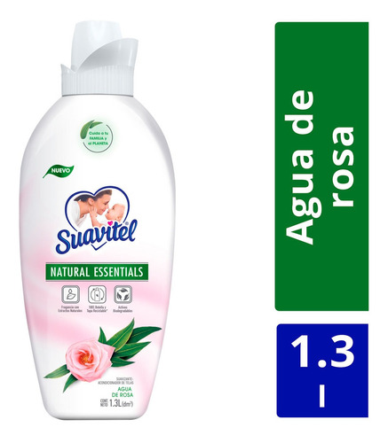 Suavizante De Telas Suavitel Natural Essentials Agua De Rosa 1.3l