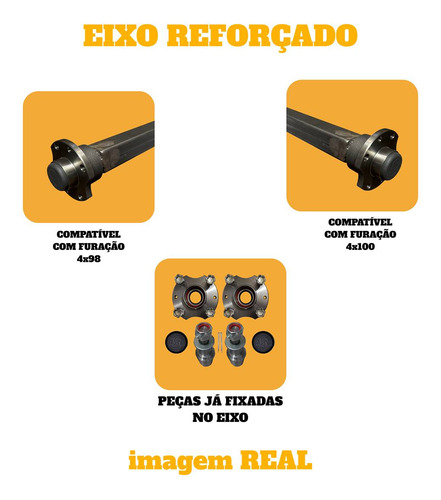 Eixo Completo De 1,45m Com Cubos P/ Reboque Carretinha 2025