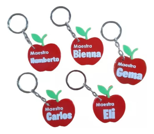 7 Llaveros Manzana Personalizados Para El Día Del Maestro