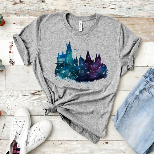 Acuarela Hogwarts Escuela Playera El Mundo Mágico Hogwart