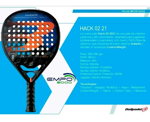 Paleta Pala Bullpadel Hack 21 Paquito Navarro Empo2000
