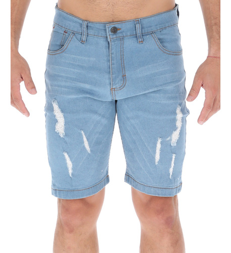 Bermuda De Mezclilla Slim Para Hombre Pantalones Cortos Moda