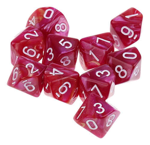 10 Dados Poliédricos Acrílicos D10 Para Juegos