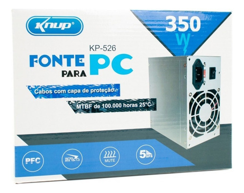 Fonte Para Pc Knup Kp-526 350w 110/220w Cor Prateado