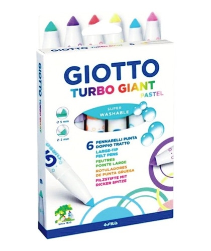 Marcador Giotto Turbo Giant Pastel X 6 Colores 