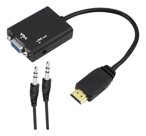 Cabo Adaptador Conversor Hdmi Para Vga Monitor Audio Com P2