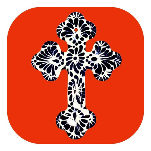 Imagen 2 de 2 de 2 Cruces Hueso De Talavera Poblana Azules 14x10 Cm Clz