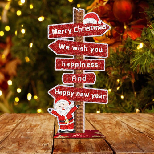 Letrero De Madera Navideño, Adorno 14,5 Cm X 29 Cm Rojo