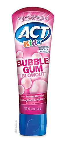 Act Kids Anticavity Fluoride Toothpaste 4.6 Oz. Bubble Gum B