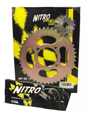 Kit Corona Piñón Y Cadena Nitro Pro Yamaha Ybr 125 45t 14t