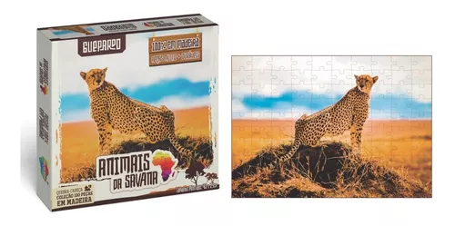 Jogo Quebra-cabeça madeira mdf Guepardo 100 peças Aquarela Brinquedos  Animais da Savana - Magazine Stock