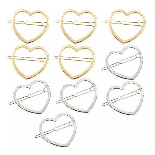 Pinzas - 10 Pcs Hollow Smooth Love Heart Hair Pins Clip - Fa